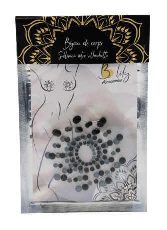 Paire de cache tétons adhésifs strass noir - NP-1030BLK